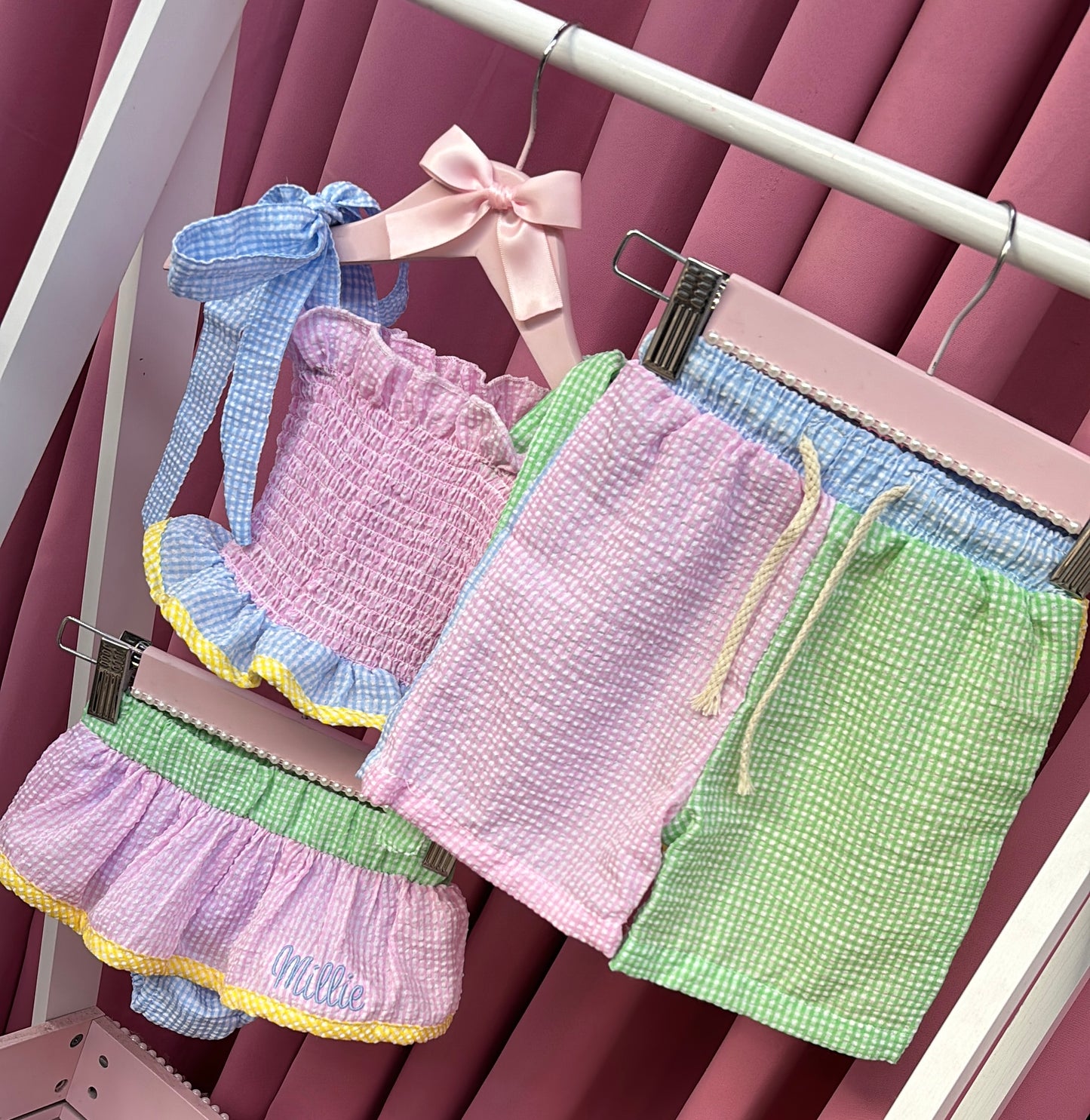 GIRLS & BOYS MATCHING SEERSUCKER SWIMWEAR (10-20 WORKING DAYS)