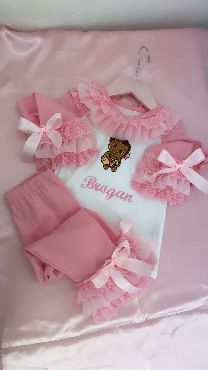 PINK BABY PRINCESS CHARACTER PERSONALISED PYJAMAS 1-4 WEEKS