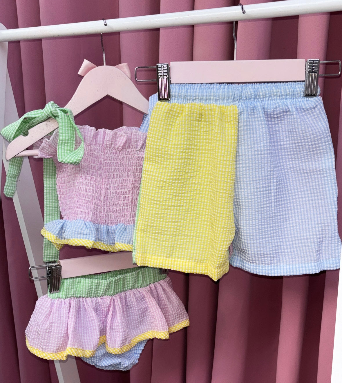 GIRLS & BOYS MATCHING SEERSUCKER SWIMWEAR (10-20 WORKING DAYS)