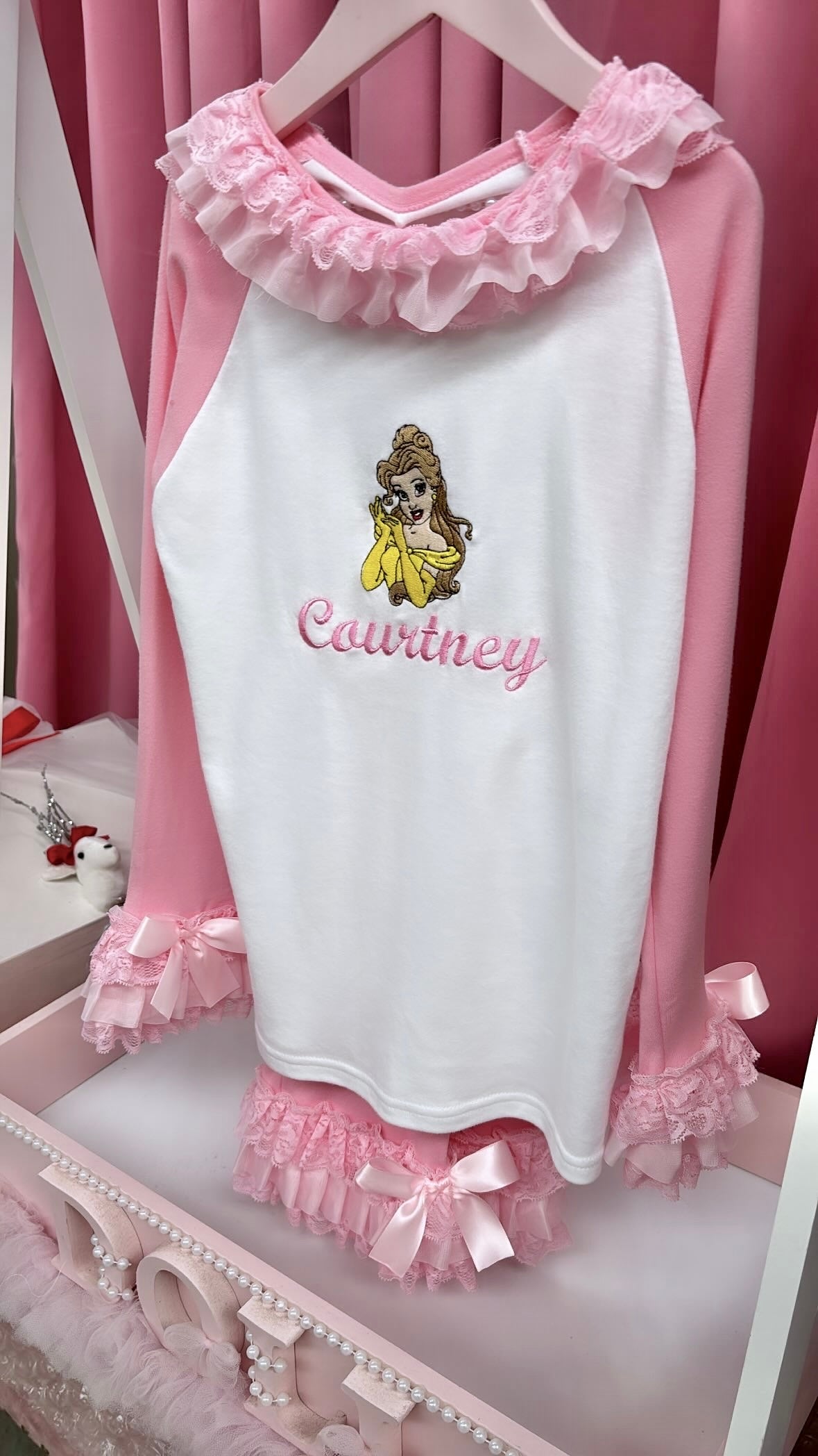 PINK BELLE PERSONALISED PYJAMAS 1 4 WEEKS MYDOLLHOUSE