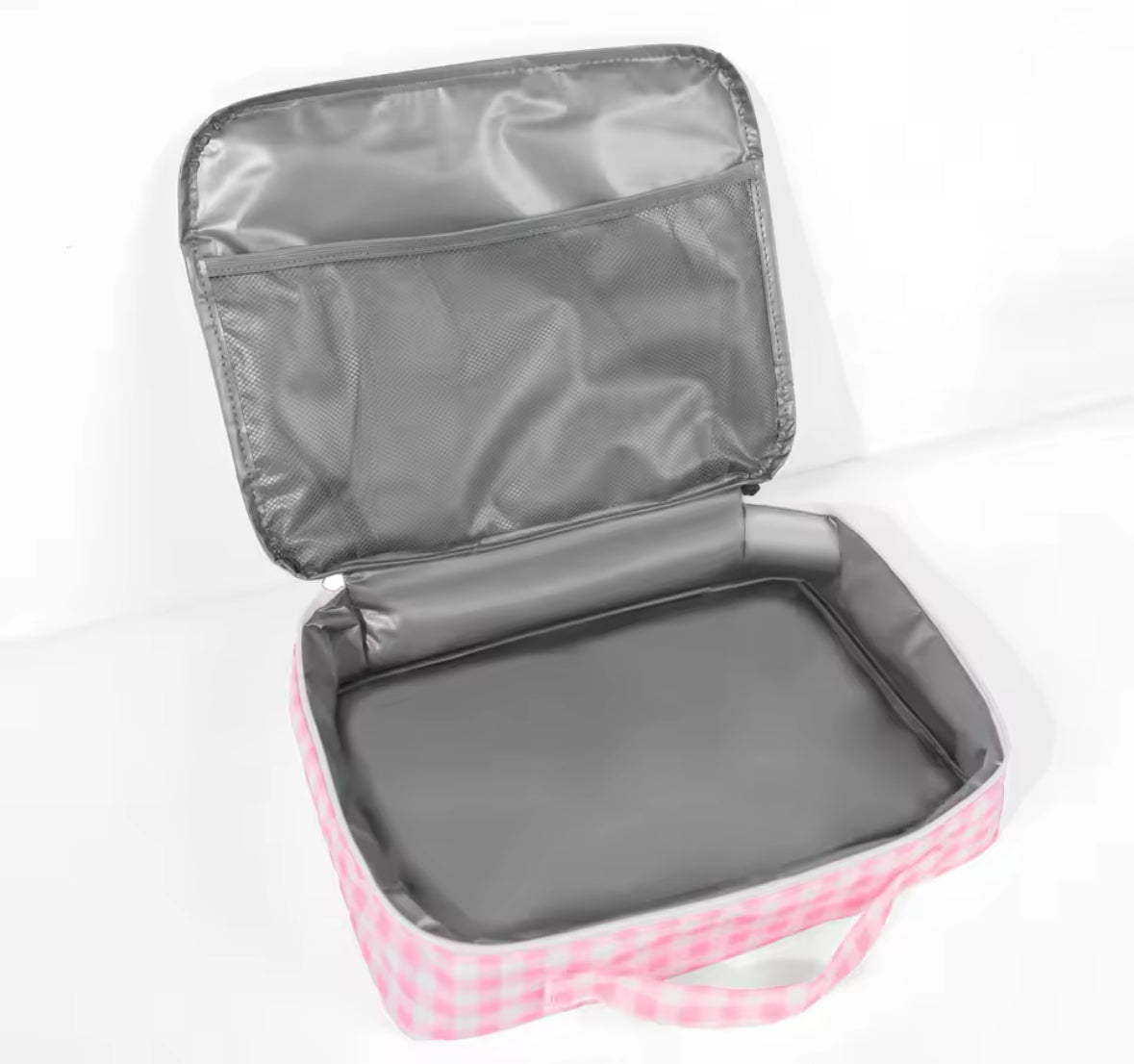 PINK GINGHAM FRILL PERSONALISED LUNCH BAG 10-20 WORKING DAYS