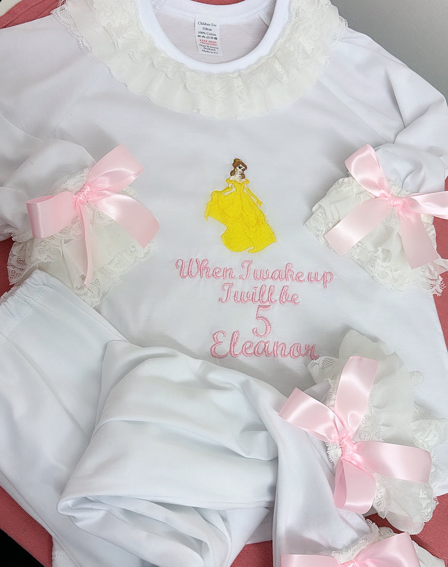 WHITE PRINCESS CHARACTER PERSONALISED PYJAMAS 2-4 WEEKS