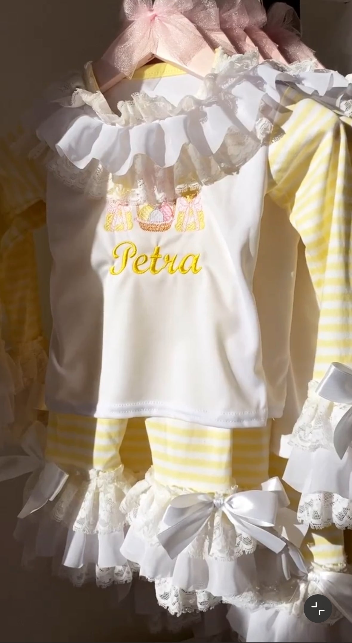 YELLOW STRIPED EASTER BUNNY BASKET PERSONALISED PYJAMAS 10-20 WORKING DAYS