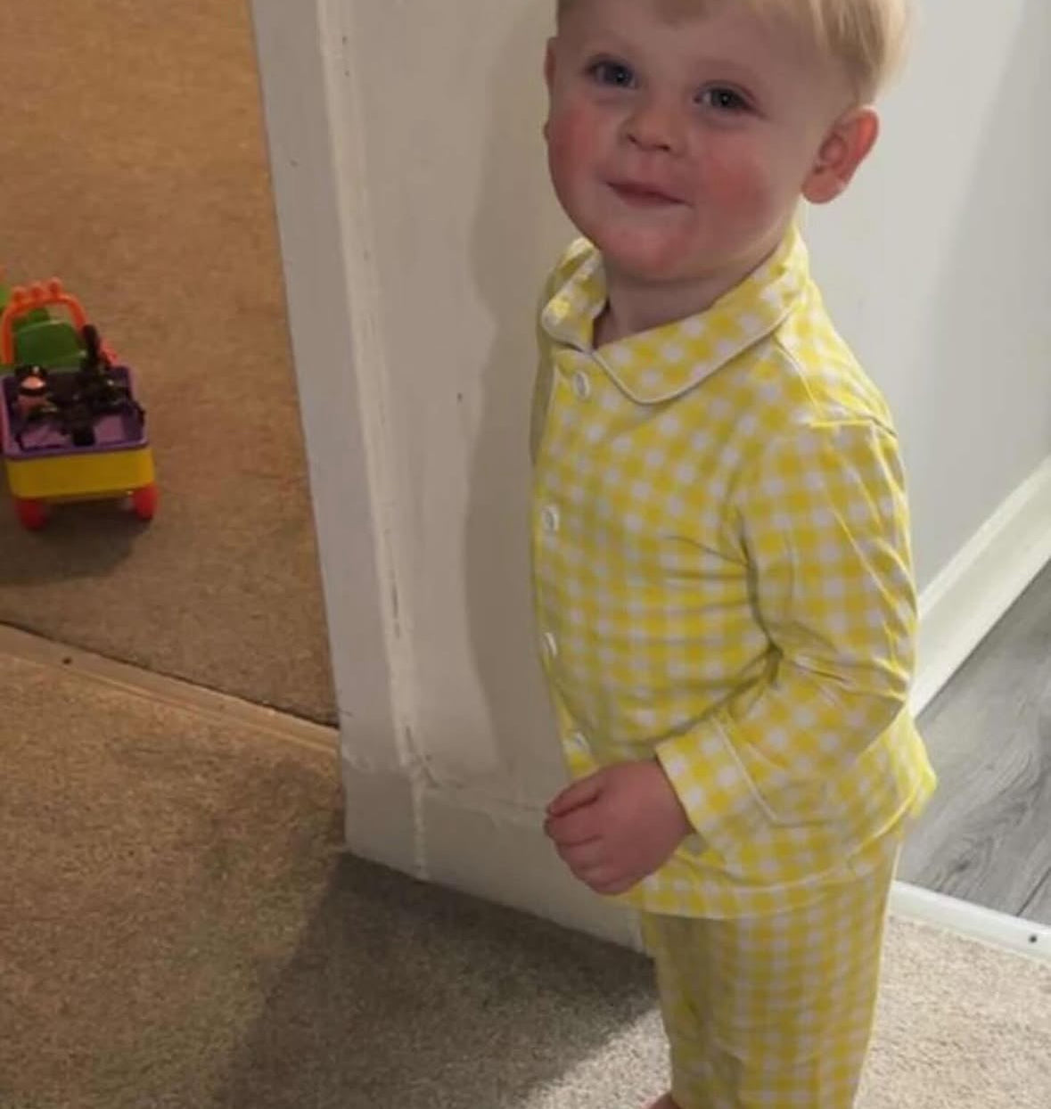 BOYS & GIRLS GINGHAM PERSONALISED EASTER PYJAMA 10-20 WORKING DAY