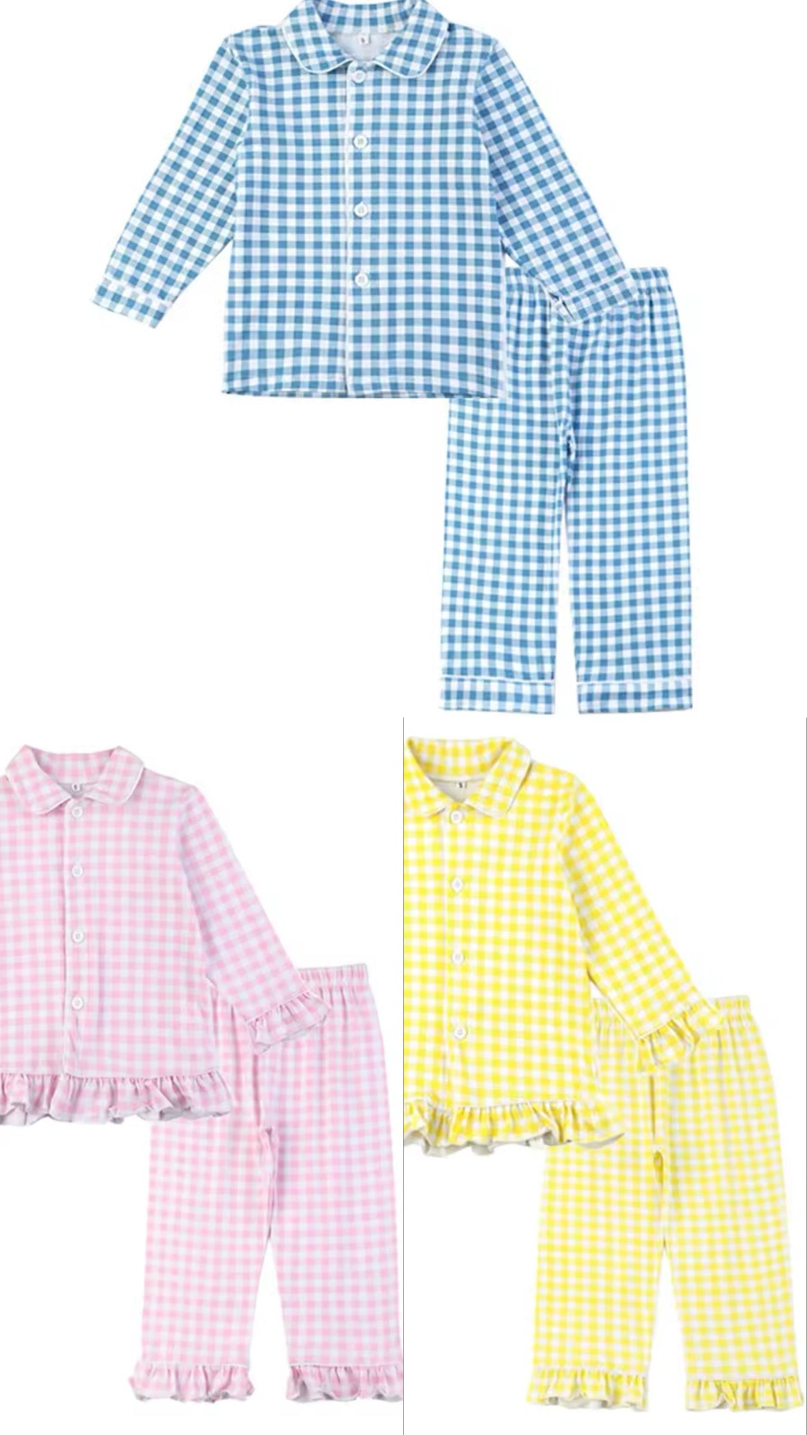 BOYS & GIRLS GINGHAM PERSONALISED EASTER PYJAMA 10-20 WORKING DAY
