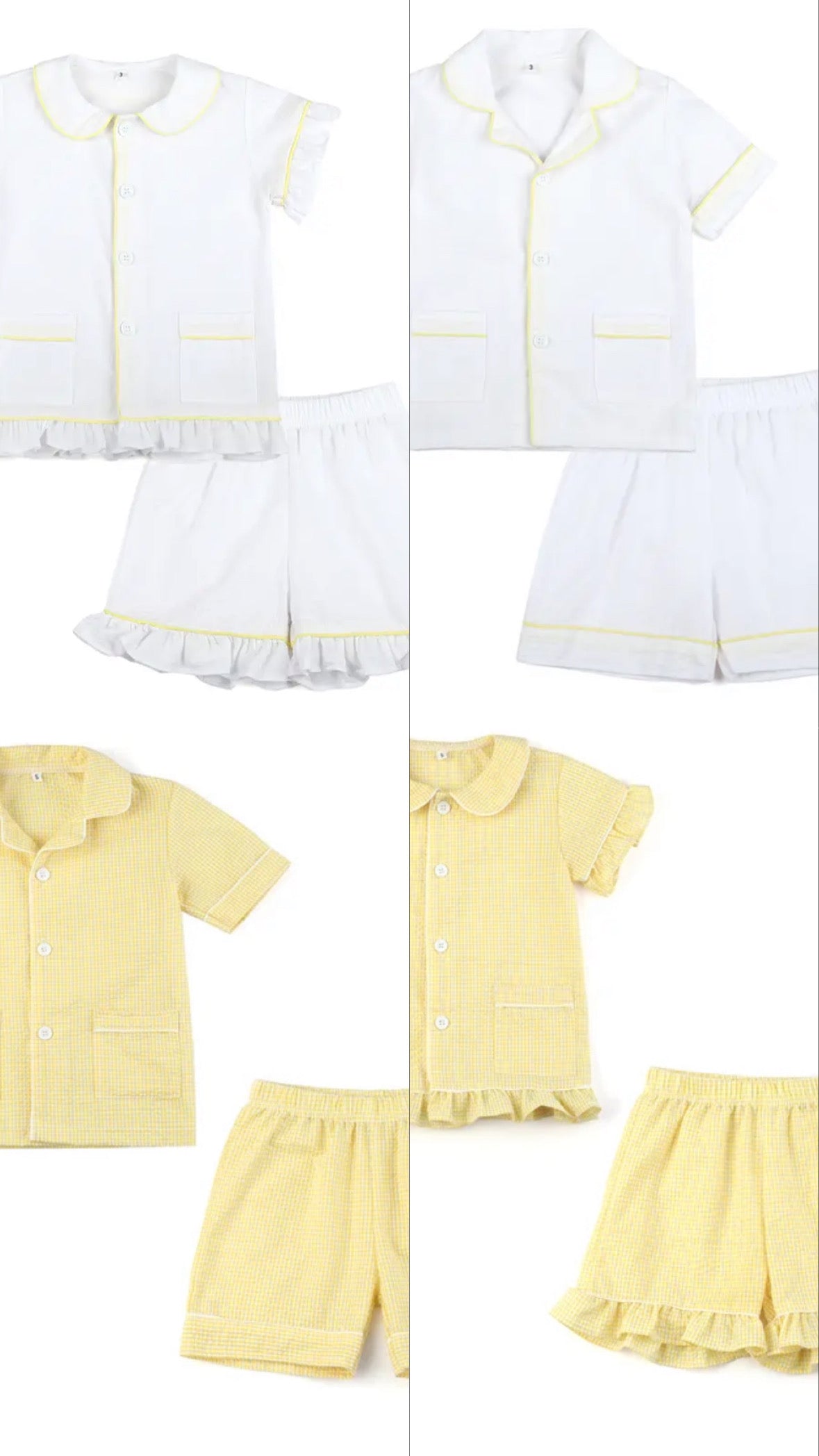 KIDS EASTER WHITE SEERSUCKER PERSONALISED SHORT PYJAMAS 2-4 WEEKS