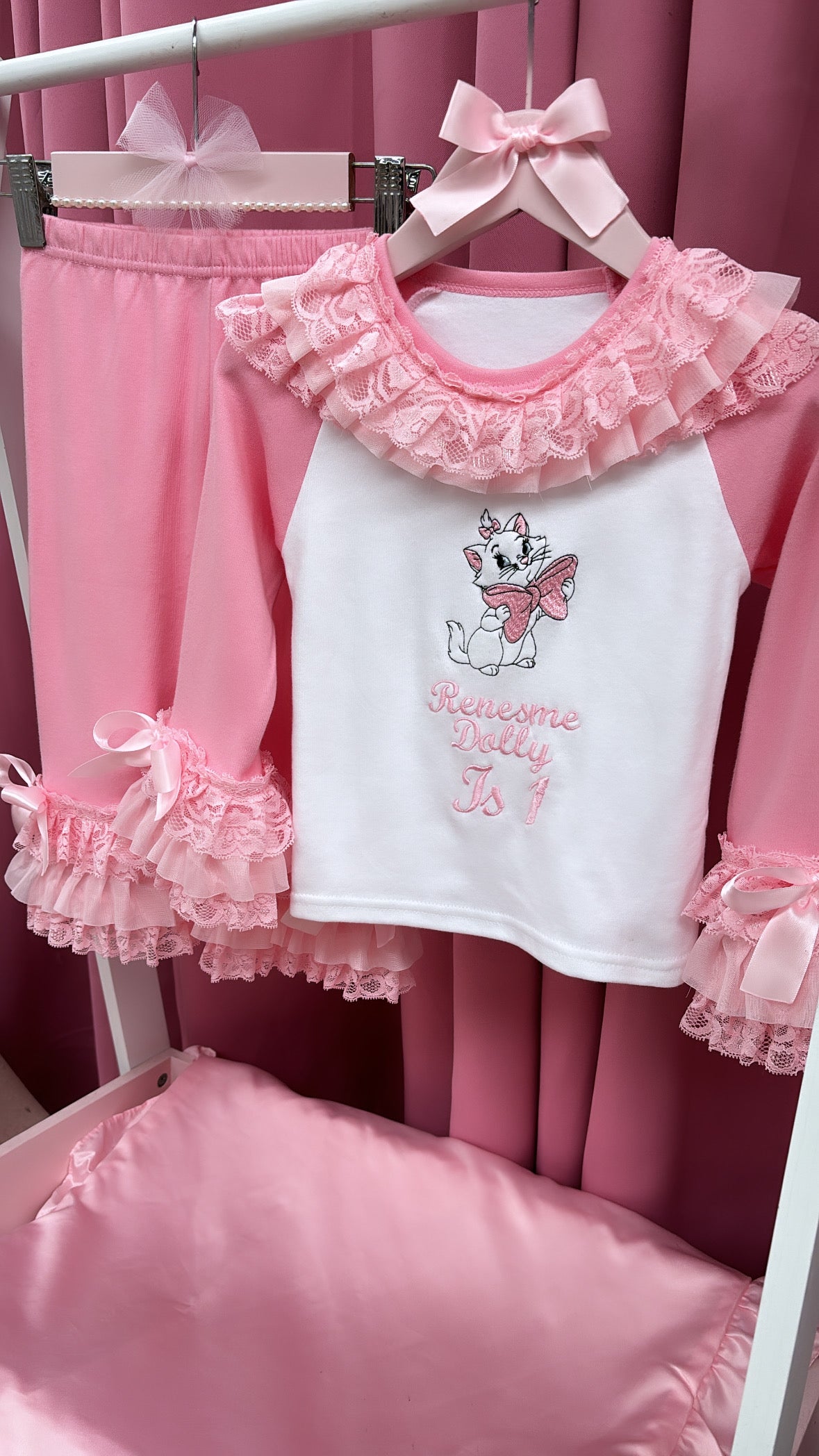 PINK MARIE ARISTOCATS PERSONALISED PYJAMAS 1-4 WEEKS