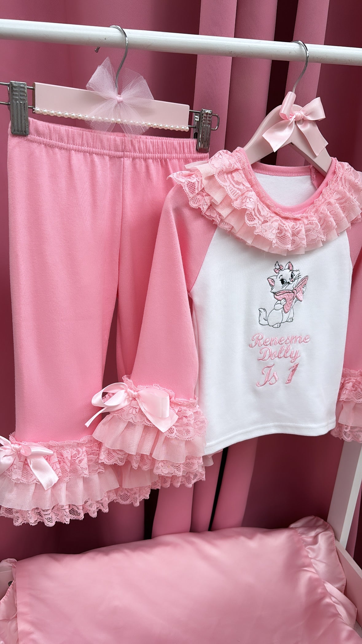 PINK MARIE ARISTOCATS PERSONALISED PYJAMAS 1-4 WEEKS