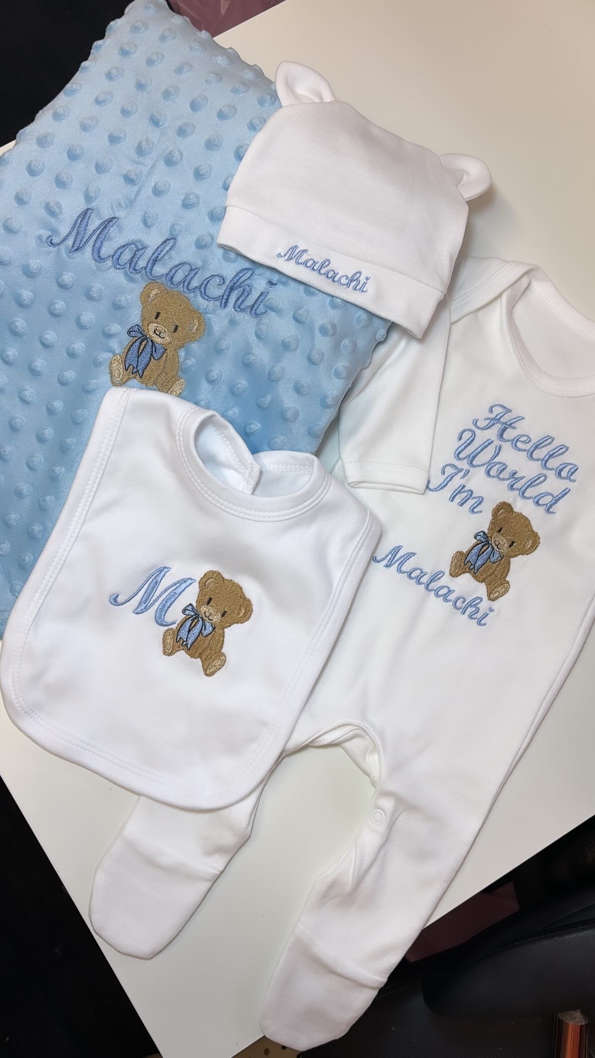 Baby Boy Personalised Baby Clothes Set BABY BOYS BEAR PERSONALISED