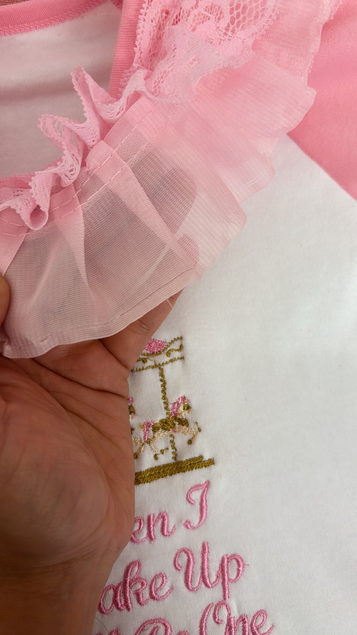 ALREADY PERSONALISED 'RENDALL' PINK CAROUSEL PERSONALISED PYJAMAS 1-2 YEARS (IMMEDIATE DISPATCH)