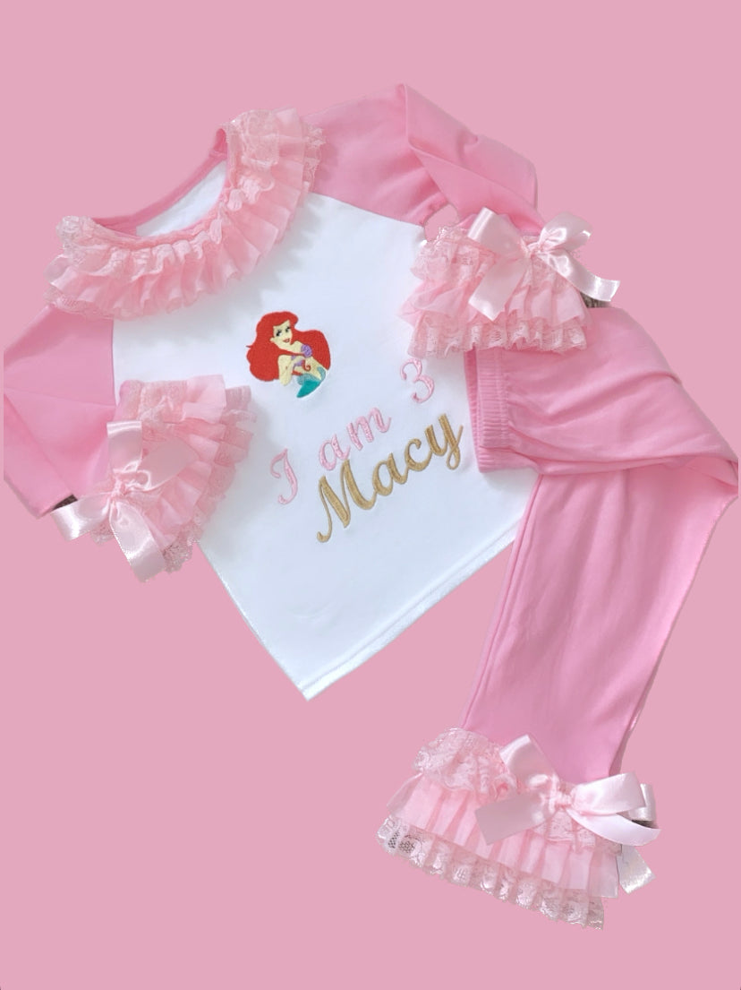 PINK ARIEL PERSONALISED PYJAMAS 1-4 WEEKS