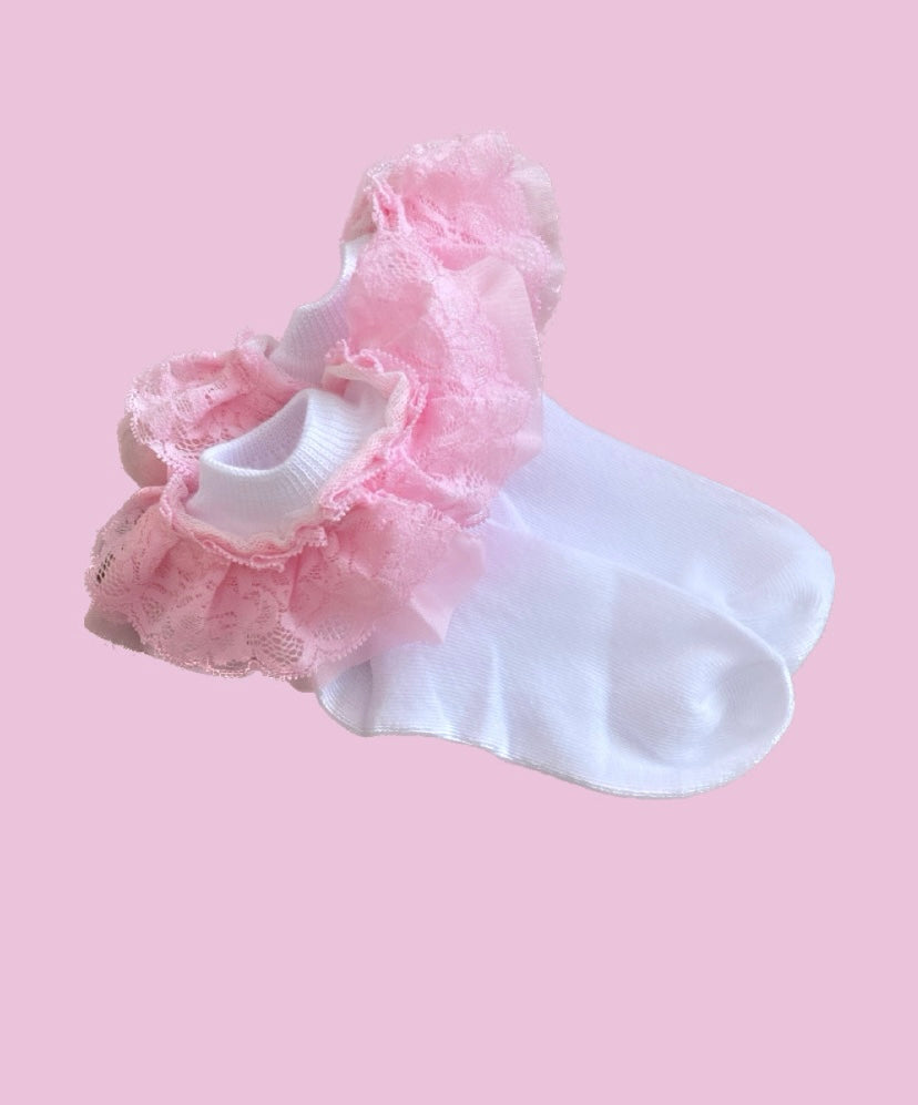 PINK FRILLY SOCKS 2-4 WEEK