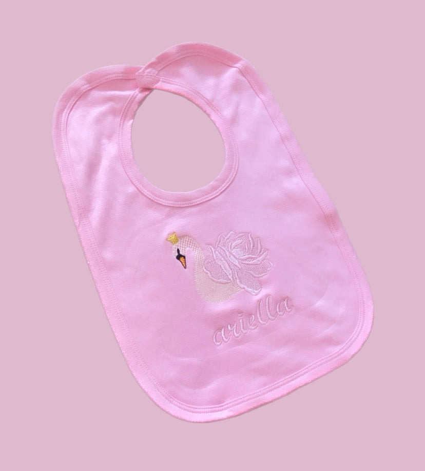 SWAN PERSONALISED BIB 2-4 WEEKS
