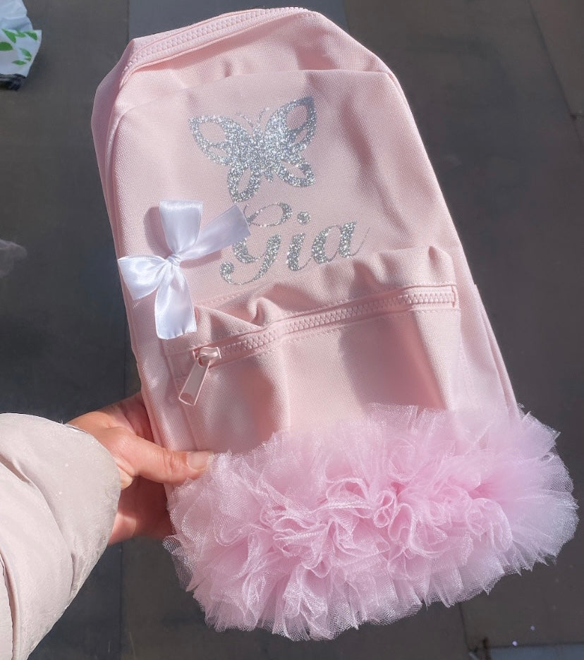 KIDS PINK PERSONALISED TUTU BACKPACK BAG 2-4 WEEKS