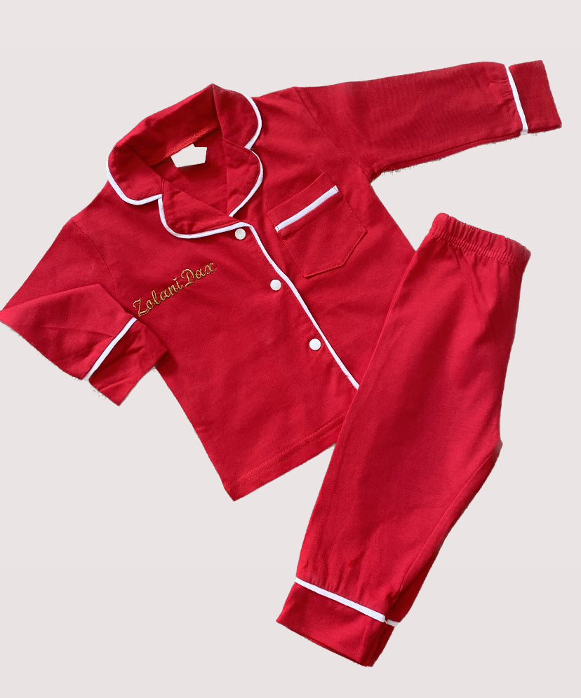 BOYS RED BUTTON UP CHRISTMAS PYJAMAS (10-20 WORKING DAYS)