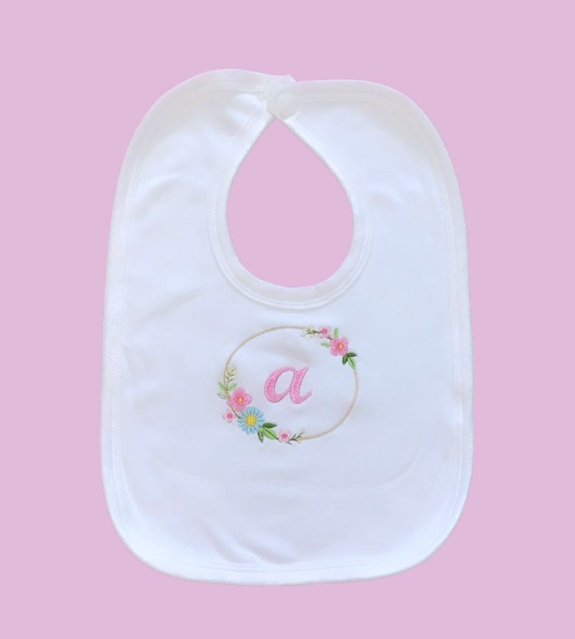 FLOWER PERSONALISED BIB 2-4 WEEKS