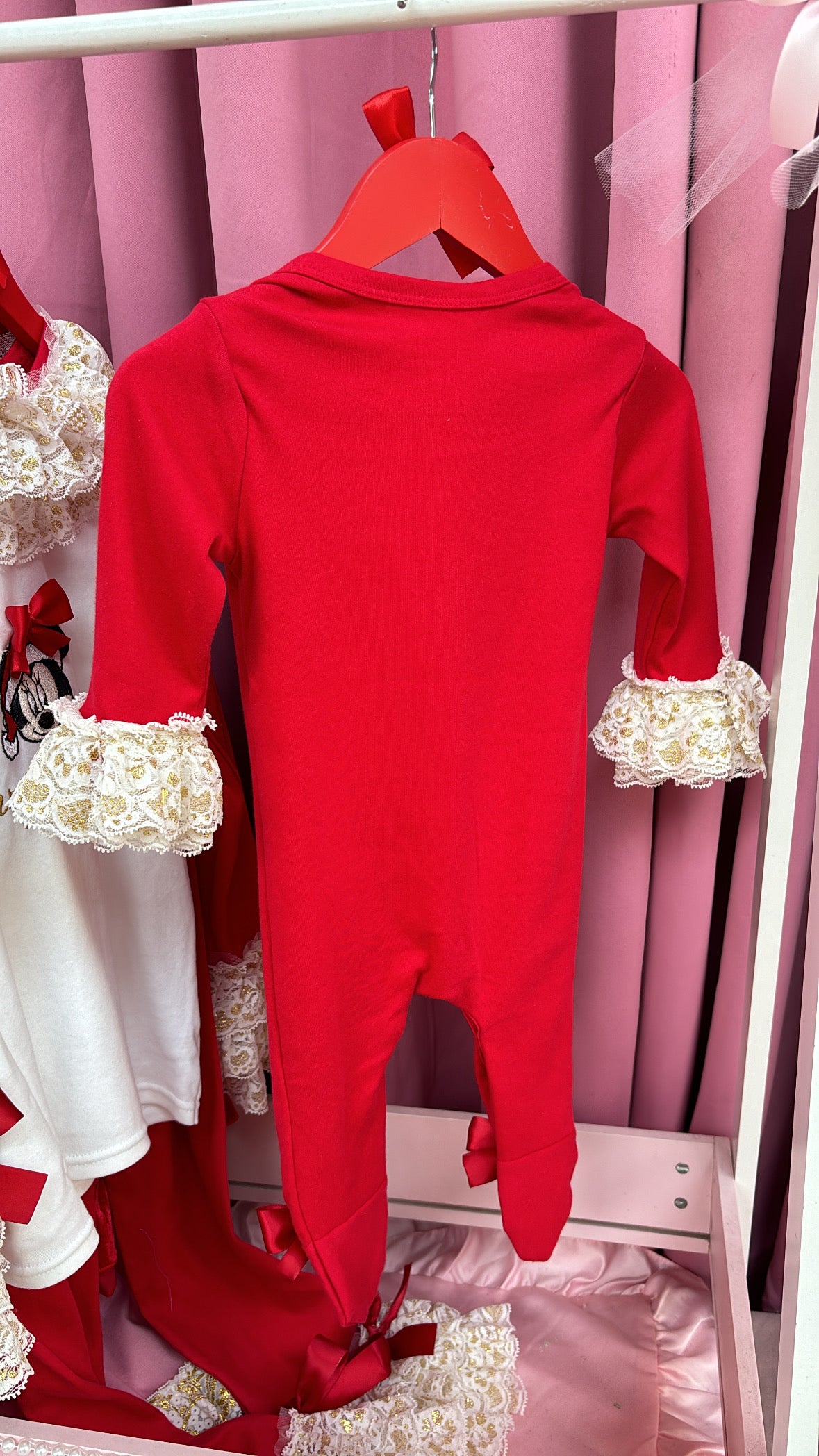 PERSONALISED MINNIE/MICKEY CHRISTMAS BABY GROW (DISPATCHED BY DECEMBER 13TH)