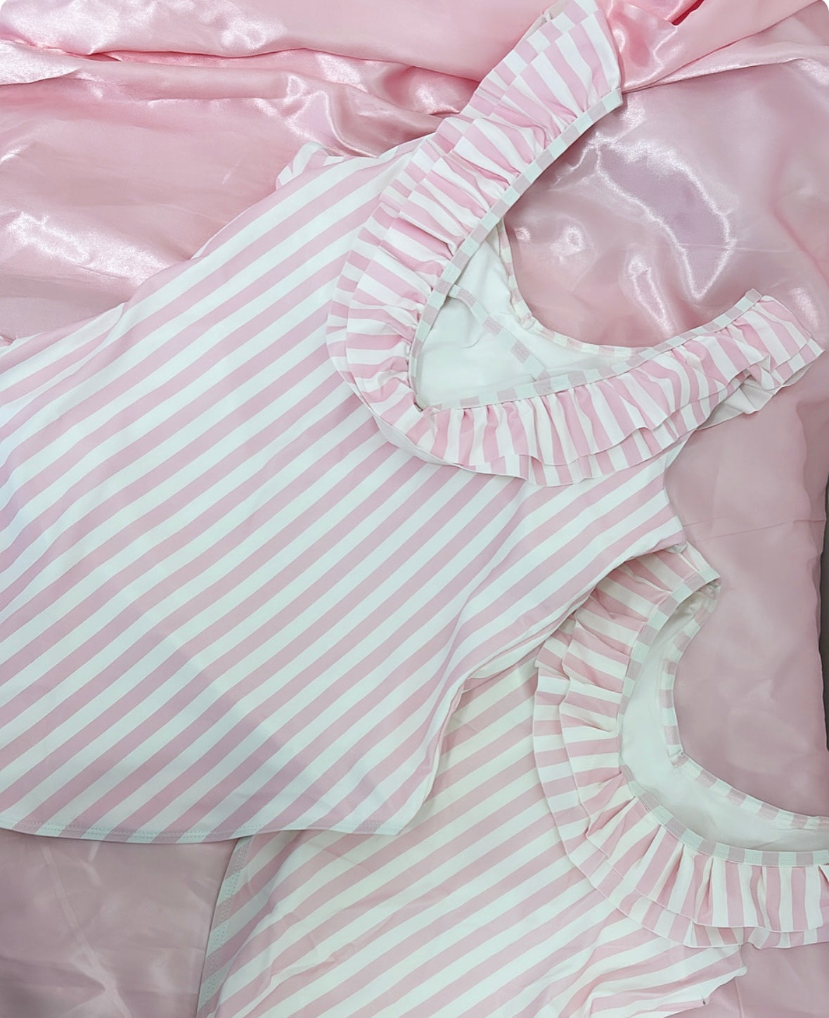 WOMENS PERSONALISED PINK STRIPED SWIMMING COSTUME 2-4 WEEKS