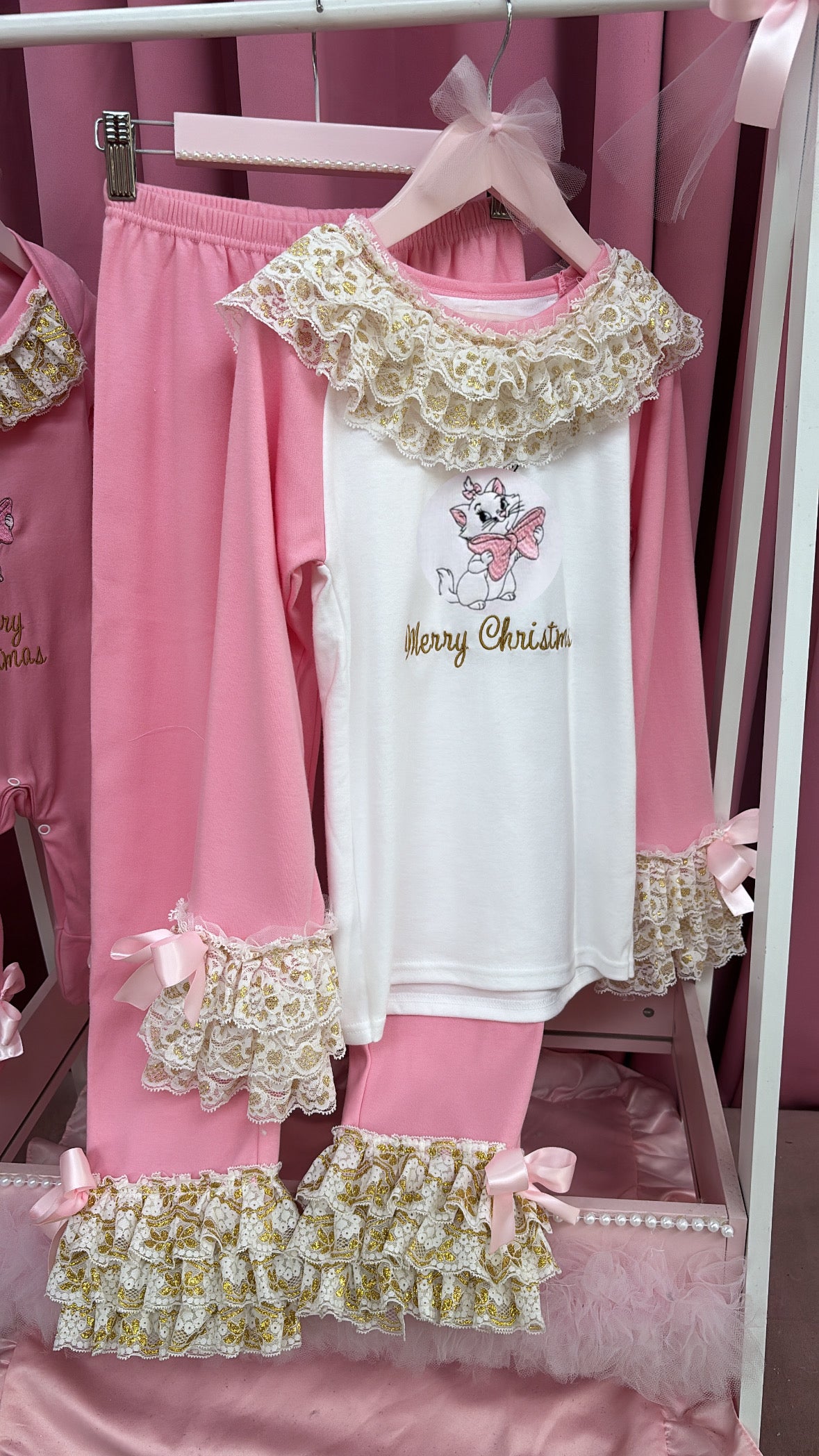 PINK & GOLD CAT CHARACTER PERSONALISED PYJAMAS 1-4 WEEKS