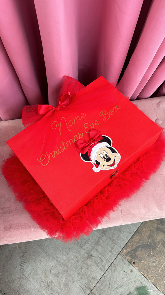 RED MINNIE/MICKEY MOUSE PERSONALISED CHRISTMAS EVE BOX