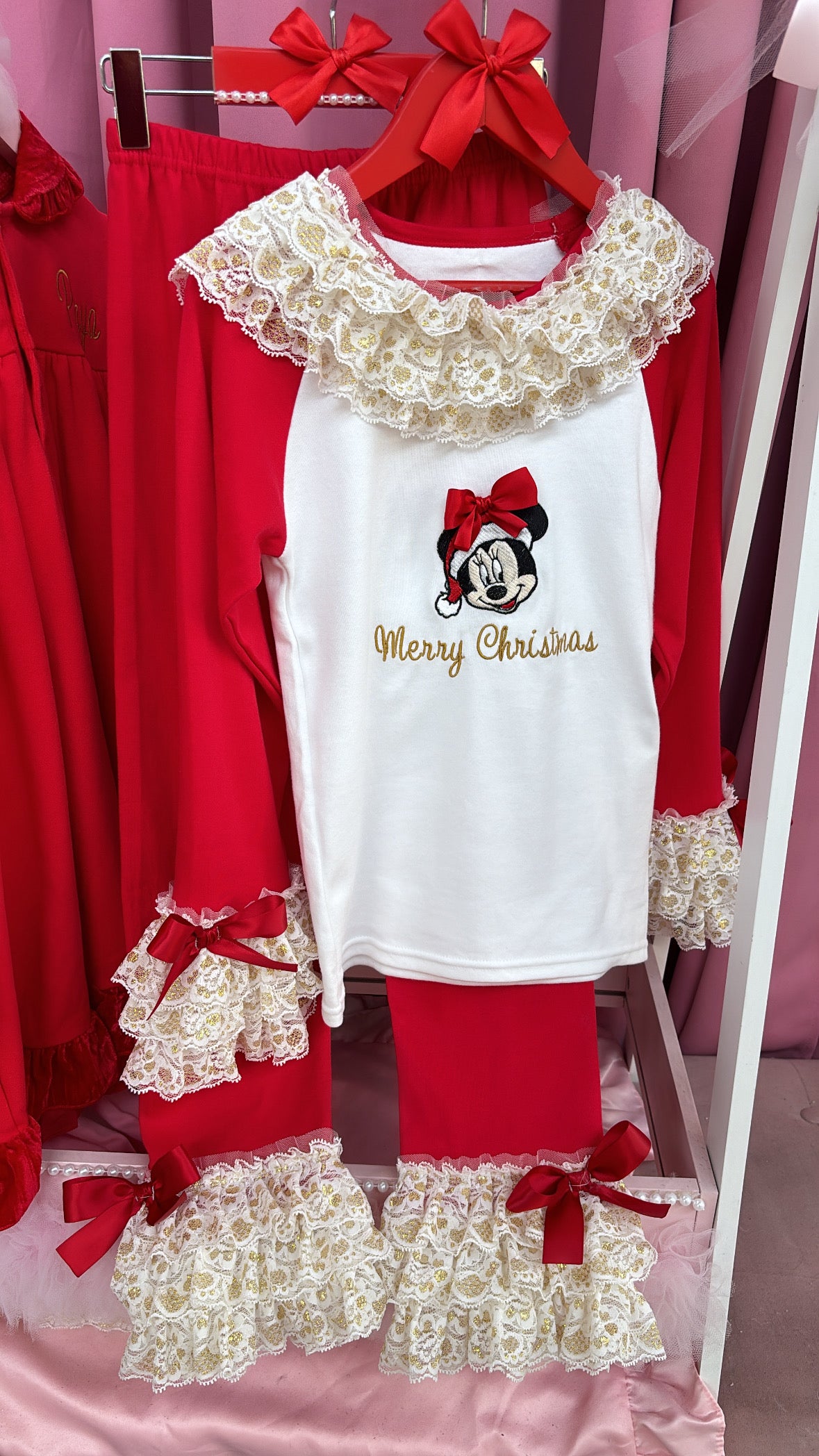 RED MINNIE/MICKEY MOUSE CHRISTMAS PERSONALISED PYJAMAS (DISPACTHED BY DECEMBER 13TH)