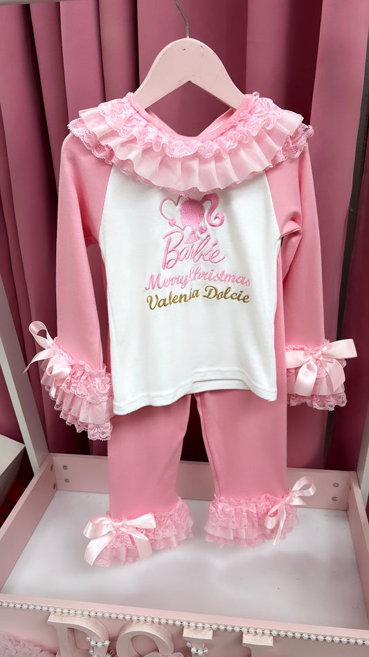 PINK BARBIE PERSONALISED PYJAMAS 1-4 WEEKS