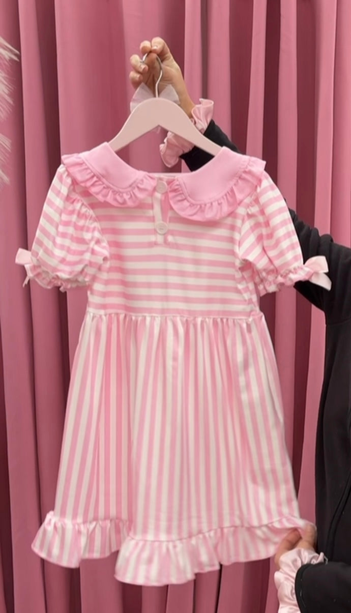 GIRLS PERSONALISED PINK STRIPED NIGHT DRESS 10-20 WORKING DAYS