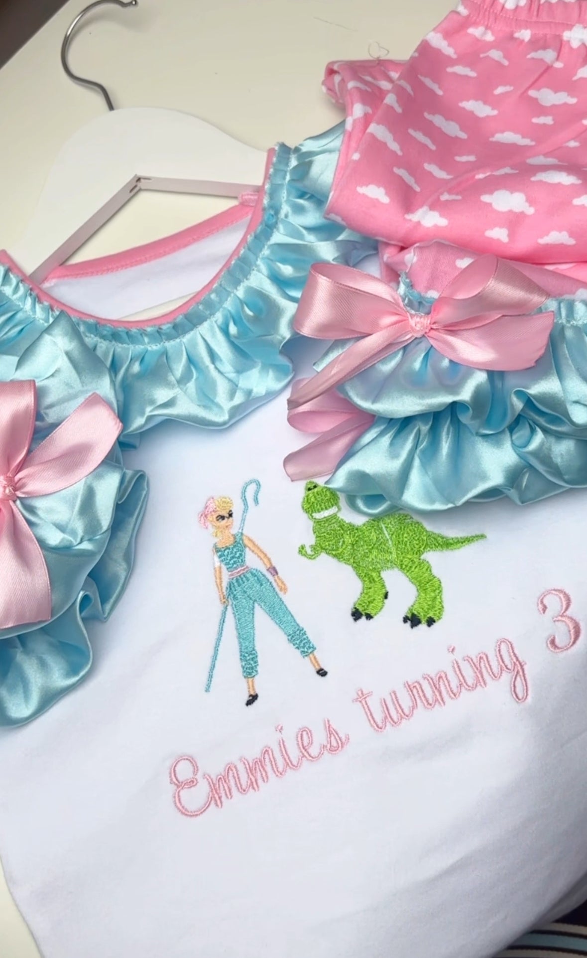 DESIGN YOUR OWN PINK CLOUD CHARACTER PERSONALISED PYJAMAS 2-4 WEEKS