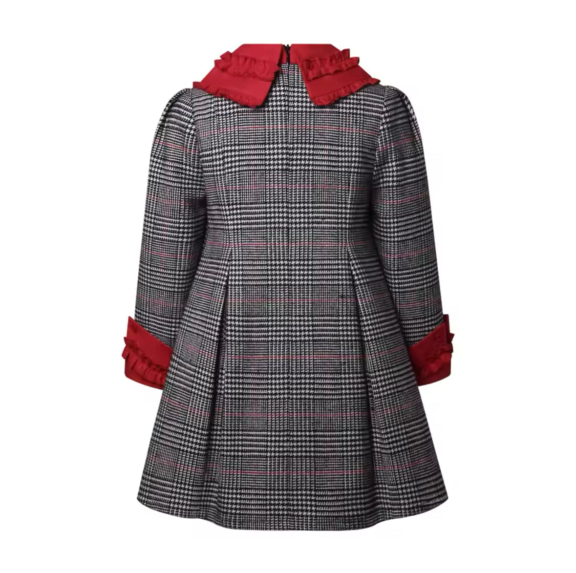 GREY PLAID & RED RUFFLE CHRISTMAS DRESS (10-20 WORKING DAYS) – MYDOLLHOUSE