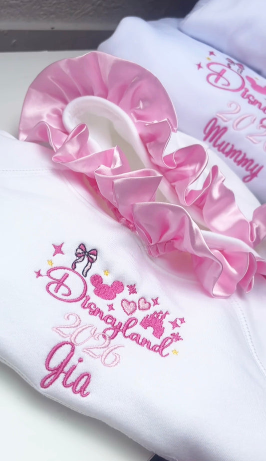 PINK ADULTS/KIDS FRILLY PERSONALISED JUMPER HOODIE 2-4 WEEKS