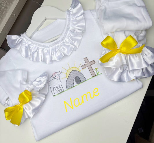 WHITE EASTER PERSONALISED PYJAMAS 2-4 WEEKS