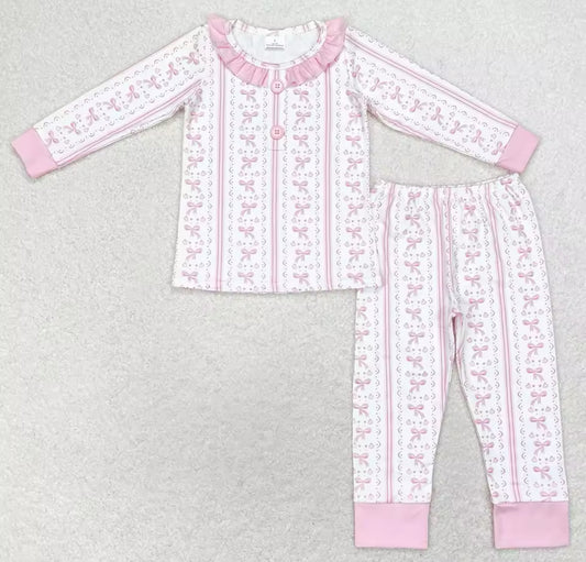 PINK PERSONALISED BOW PYJAMAS 2-4 WEEKS