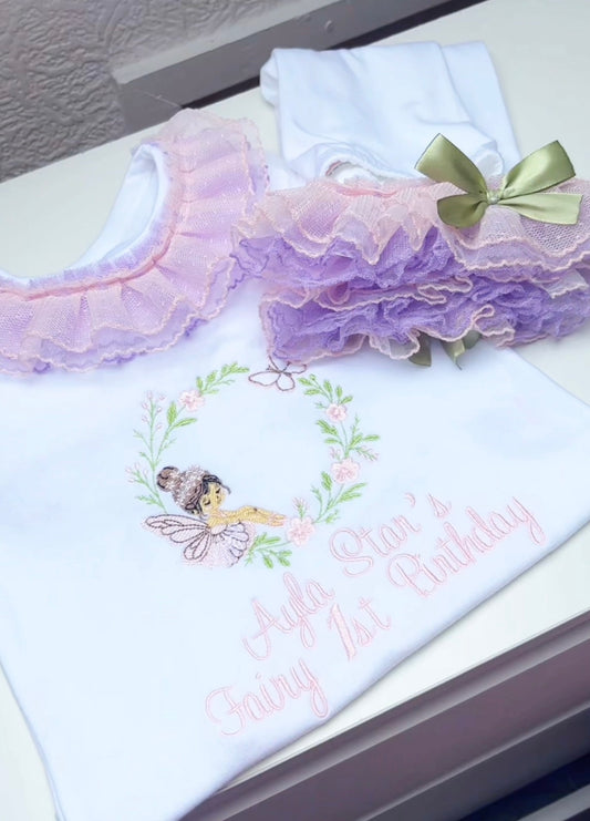 WHITE FAIRY THEME PERSONALISED PYJAMAS 2-4 WEEKS