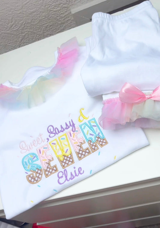 SWEET SASSY AND…  WHITE PERSONALISED PYJAMAS 2-4 WEEKS
