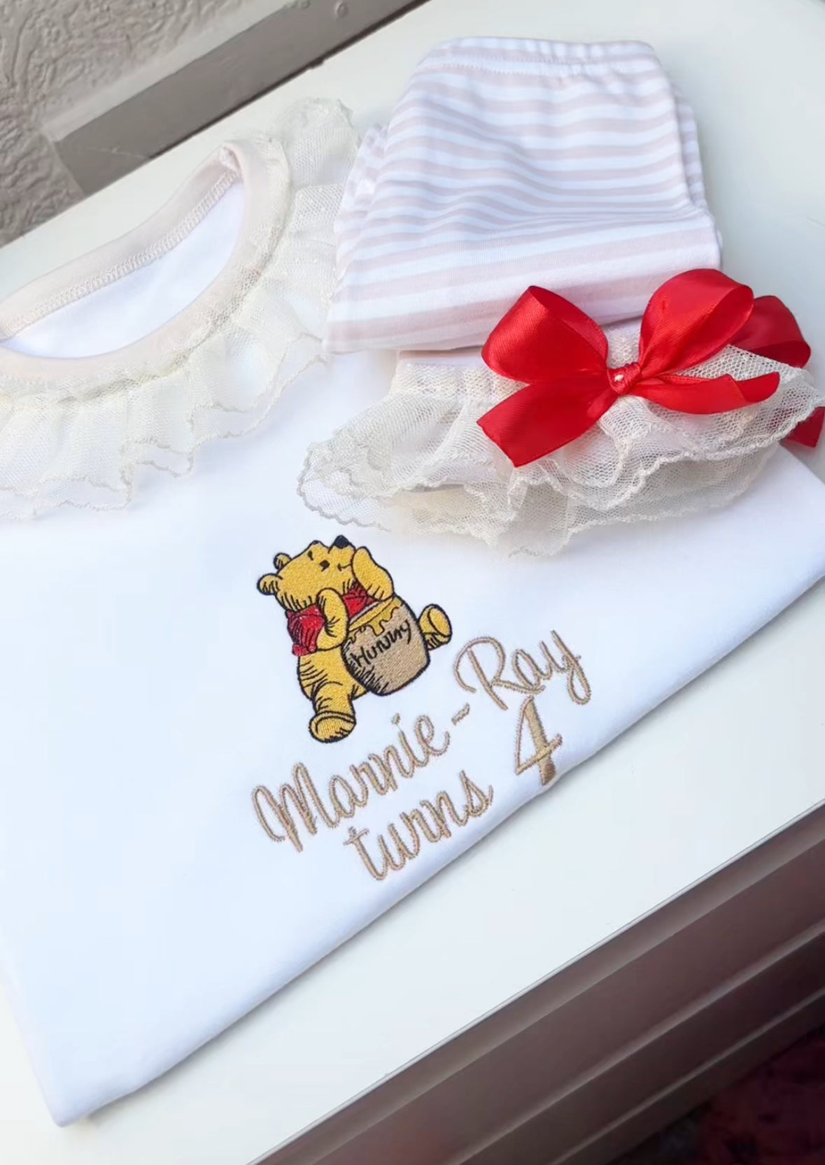 DESIGN YOUR OWN BEIGE STRIPED CHARACTER PERSONALISED PYJAMAS 2-4 WEEKS