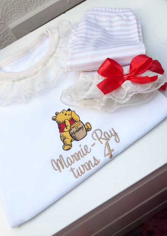 DESIGN YOUR OWN BEIGE STRIPED CHARACTER PERSONALISED PYJAMAS 2-4 WEEKS