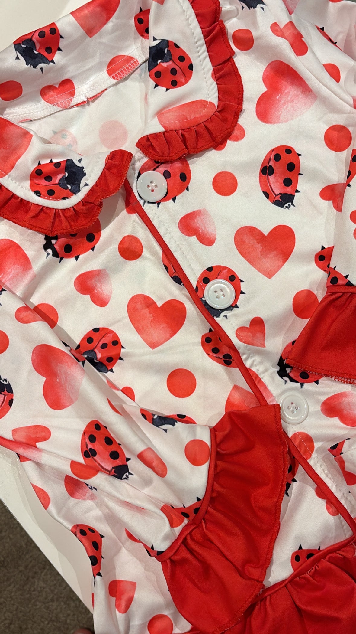 GIRLS & BOYS PERSONALISED MATCHING VALENTINES BUTTON UP PYJAMAS (DISPATCHED BY 3RD FEBRUARY)