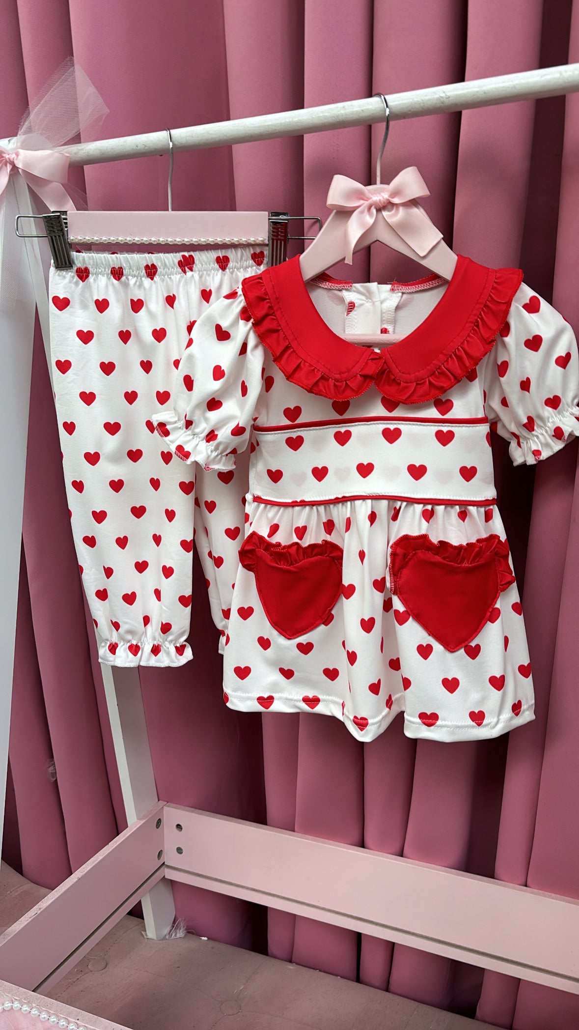 Valentines heart puff shoulder pyjamas ( Dispatched by the 3rd February)