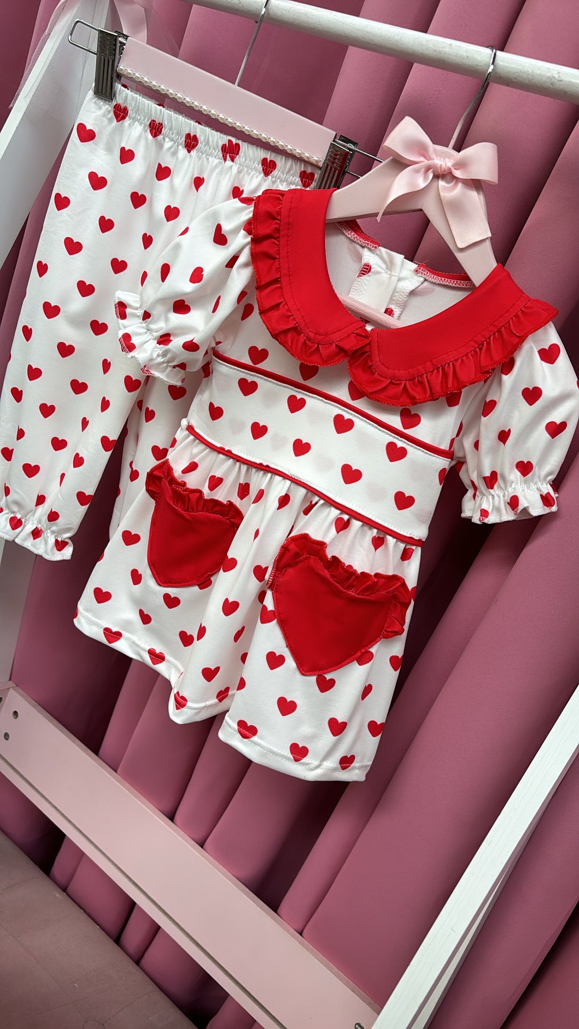 Valentines heart puff shoulder pyjamas ( Dispatched by the 3rd February)