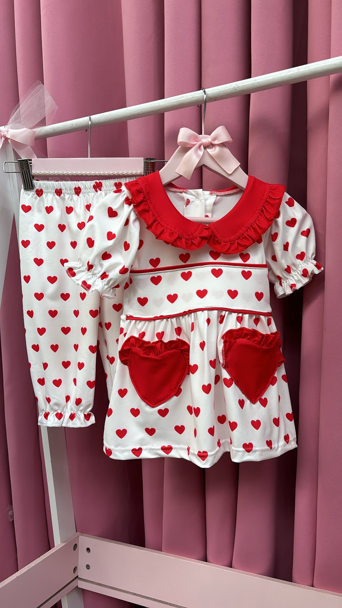 Valentines heart puff shoulder pyjamas ( Dispatched by the 3rd February)