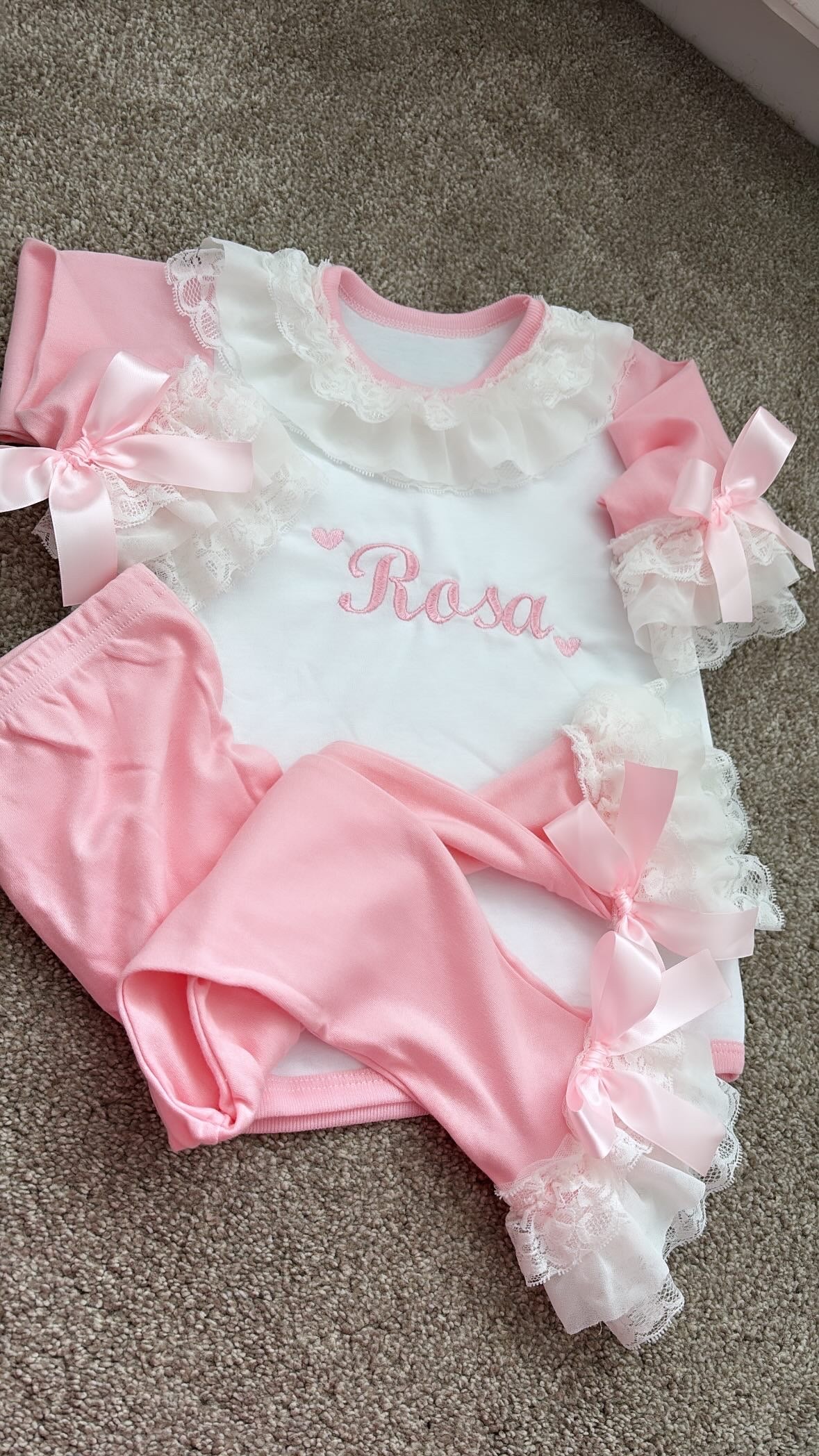 PINK PERSONALISED PYJAMAS 2-4 WEEKS