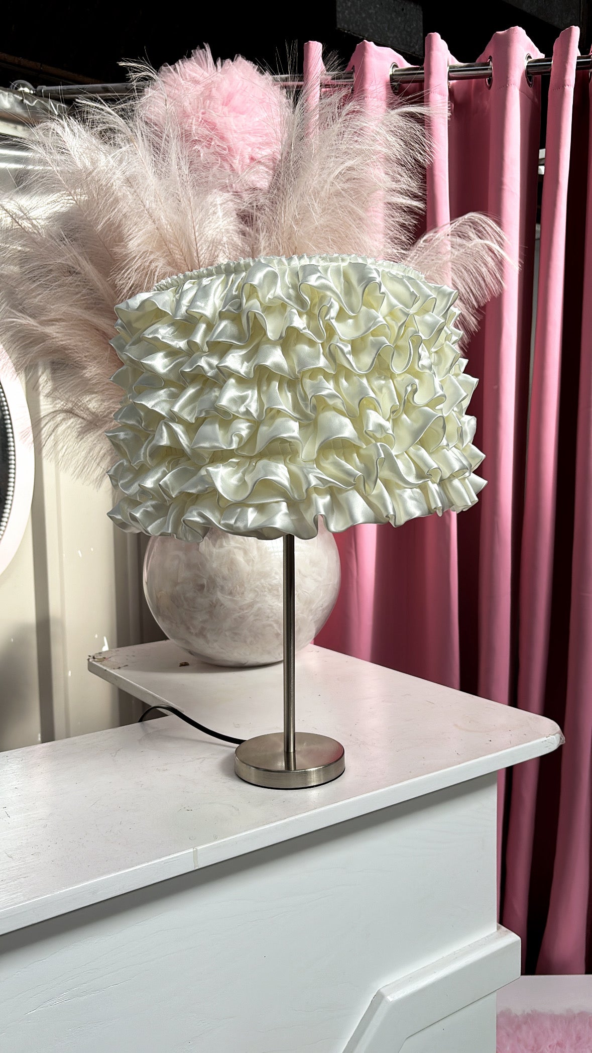 SATIN FRILLY TABLE LAMP 2-4 WEEKS