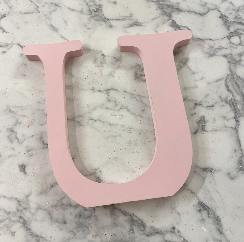 FREE STANDING LETTER U 25CM PINK - READY TO SHIP