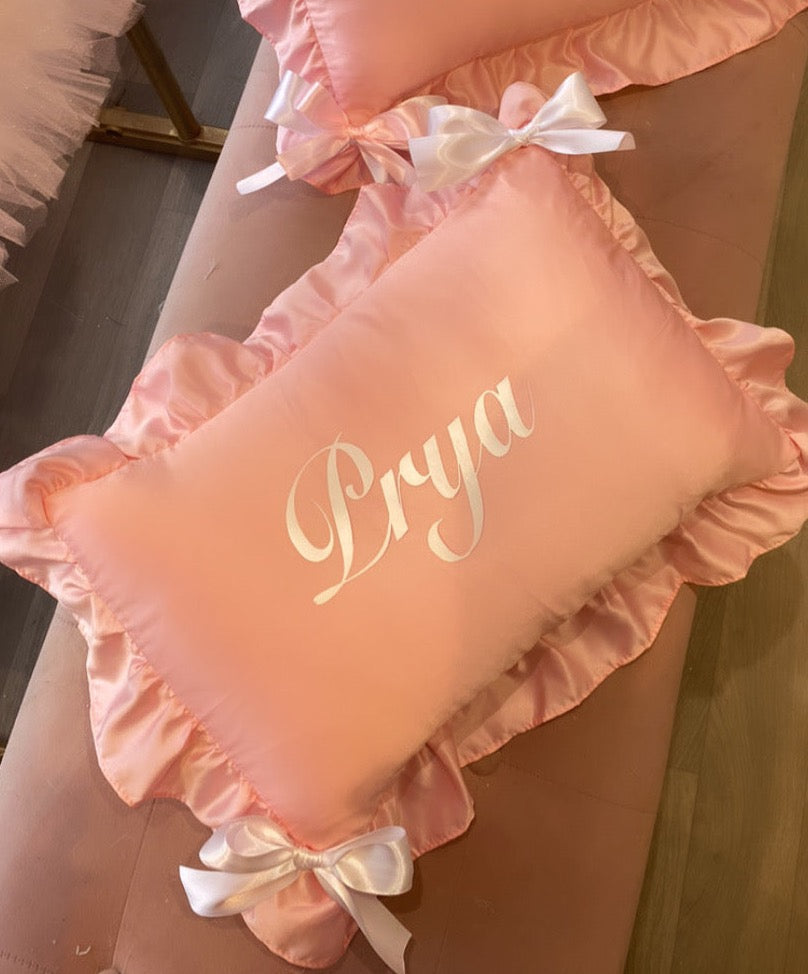 SILK FRILLY PERSONALISED PILLOW CASE 1-2 WEEKS
